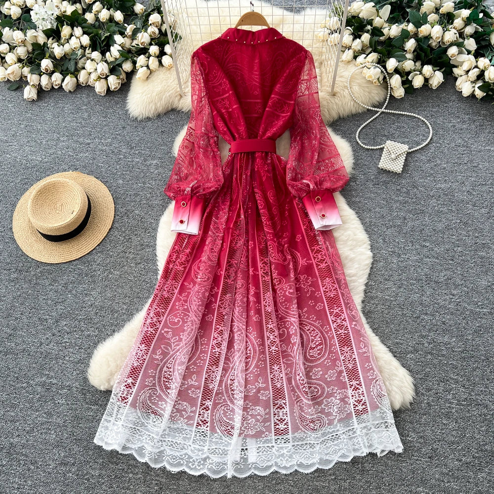 Cutout Button Long Sleeve Dress