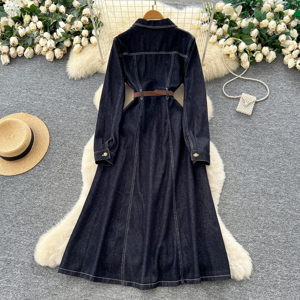 Single Breasted Long Sleeve Party Dress
