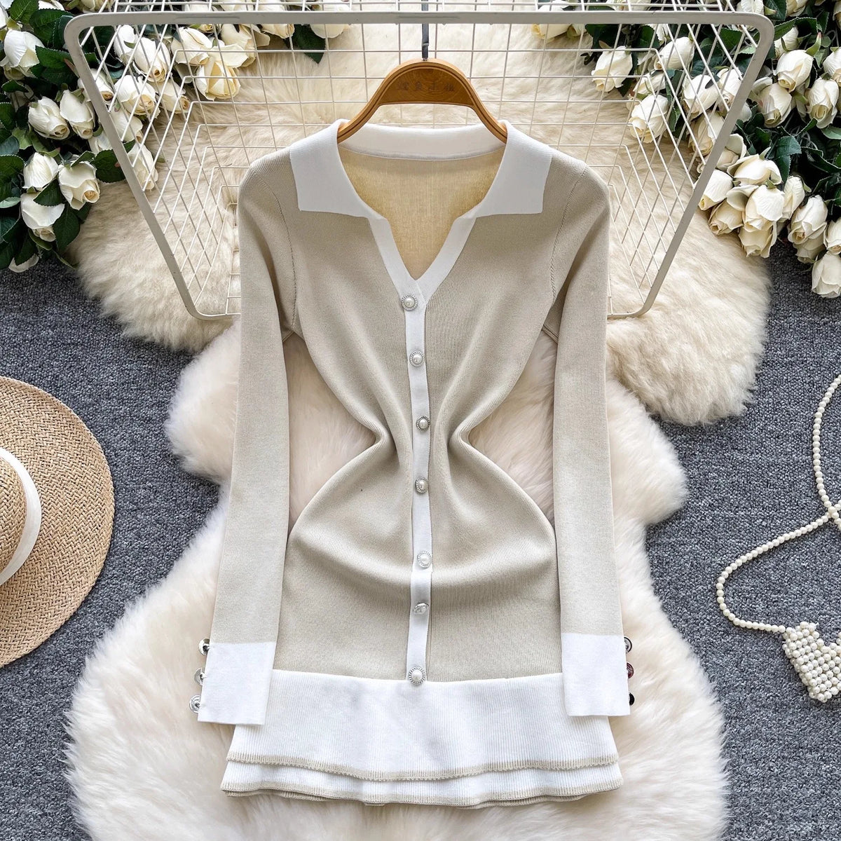 Vintage Button Front Ruffled Mini Dress