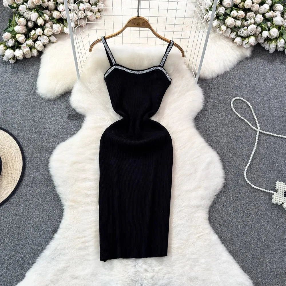 Shimmer Strap Knit Bodycon Mini Dress