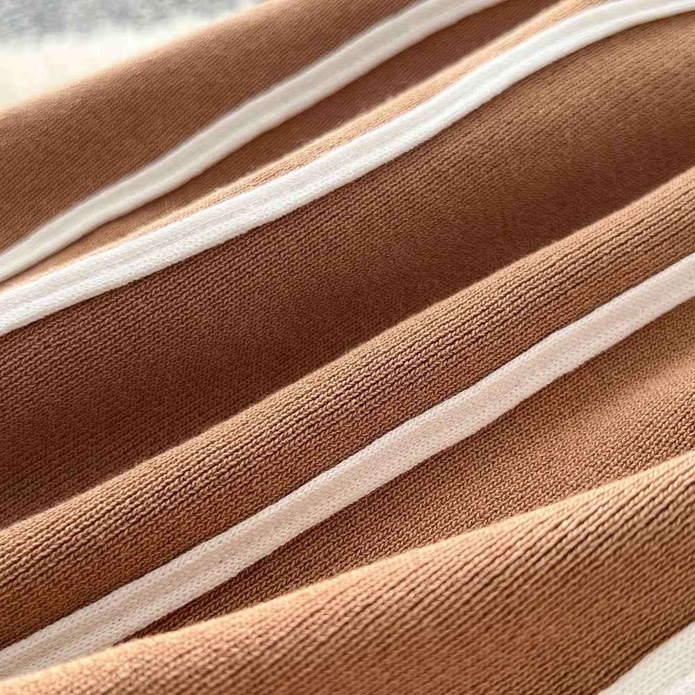 Knit Spliced Single Breasted Dress