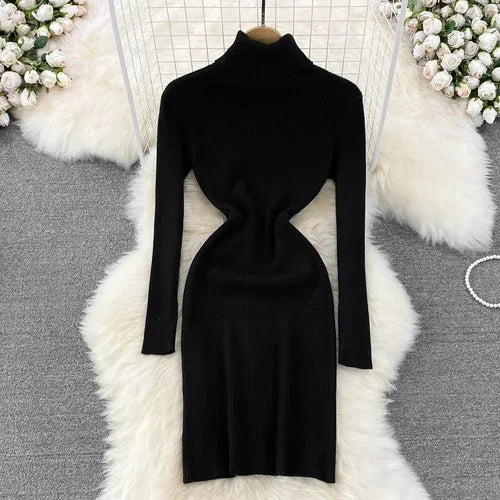 Turtleneck Knit Bodycon Pencil Dress