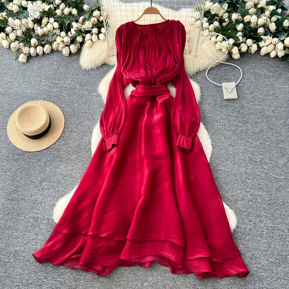 Solid Mesh Long Sleeve Fitted Dress
