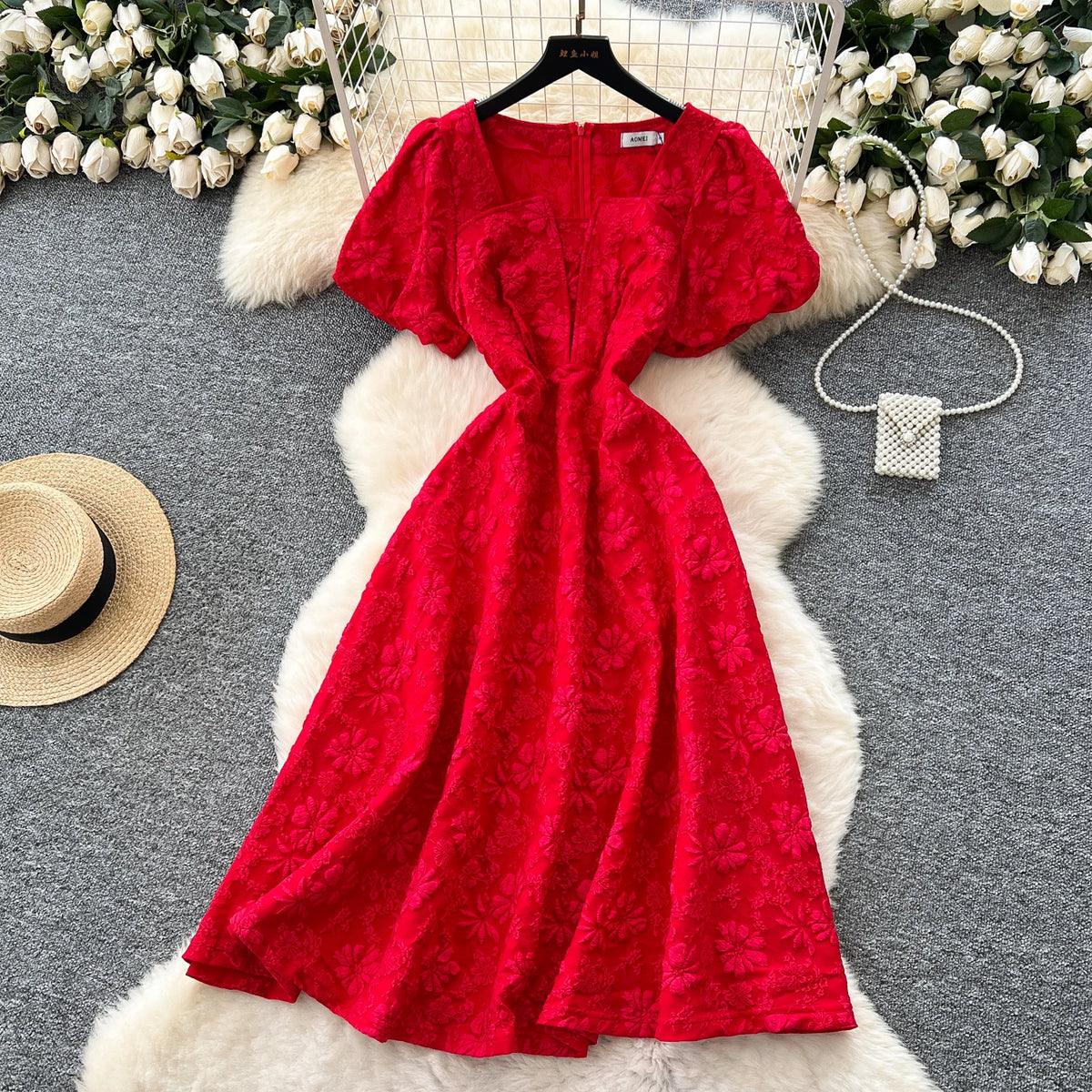 Jacquard Short Sleeve Sundress