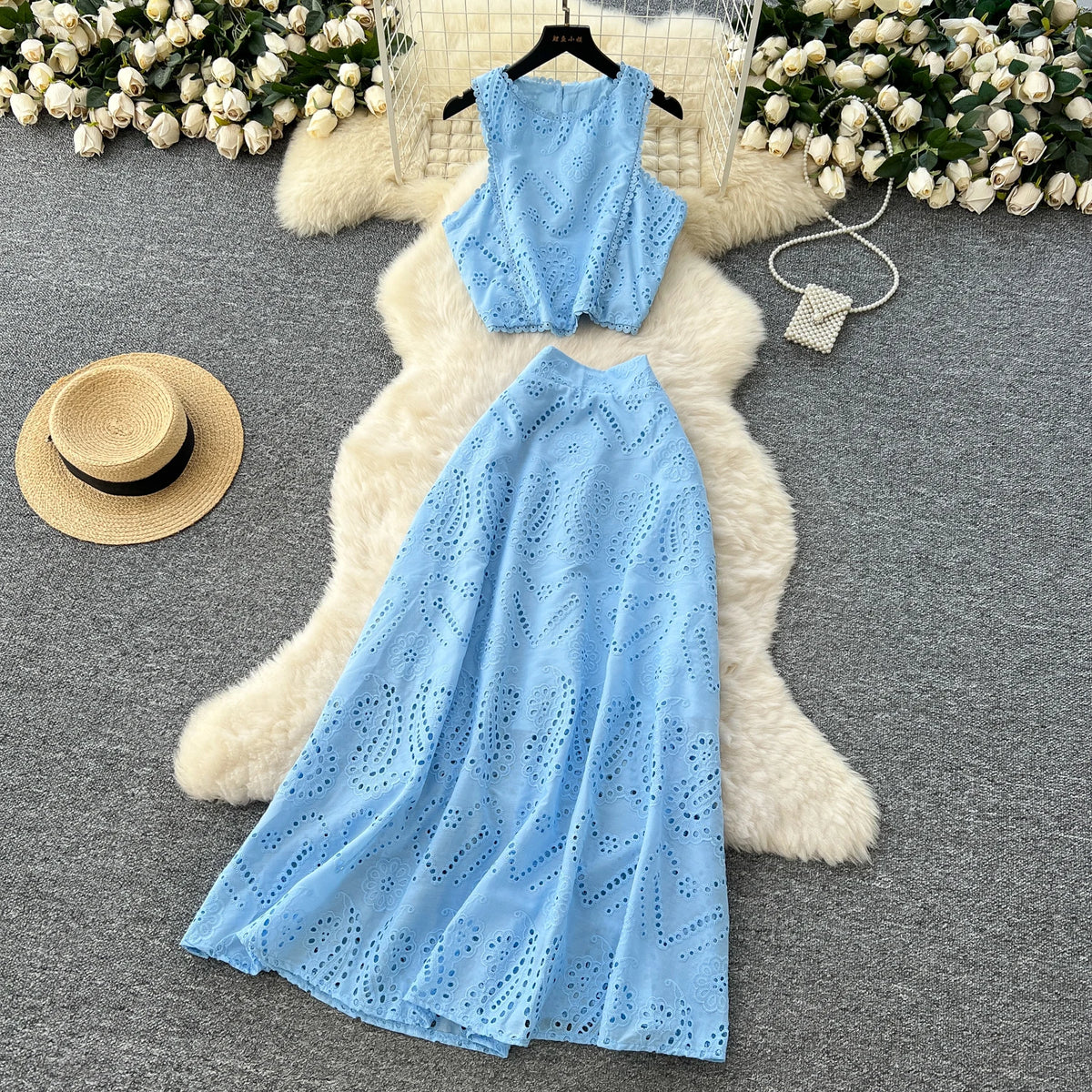 Crochet Cutout A-Line Long Party Dress