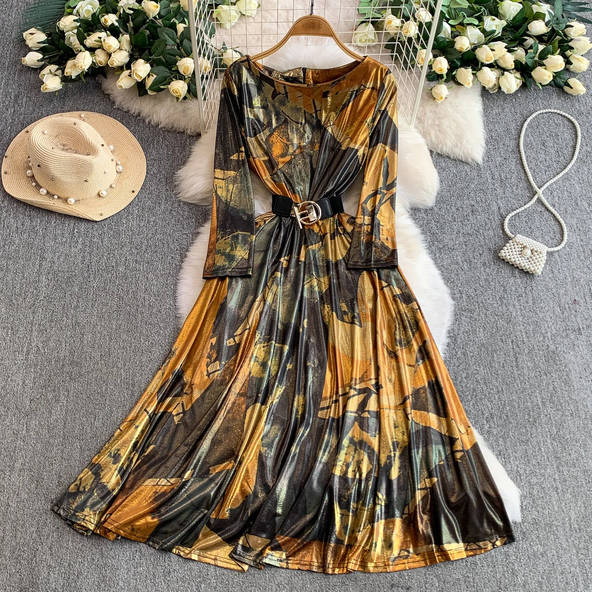 Chiffon Print Slim Boho Dress