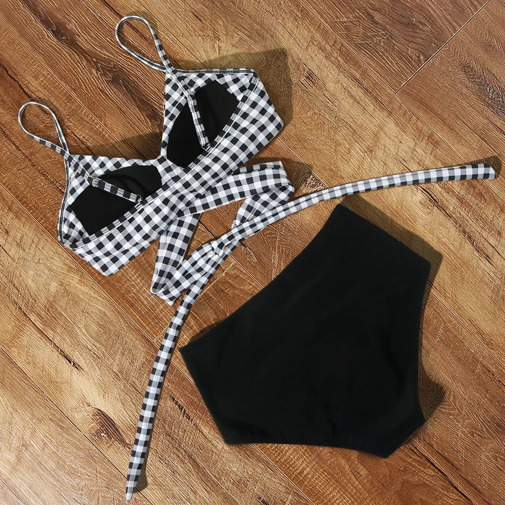Yüksek Bel Çiçekli Bikini