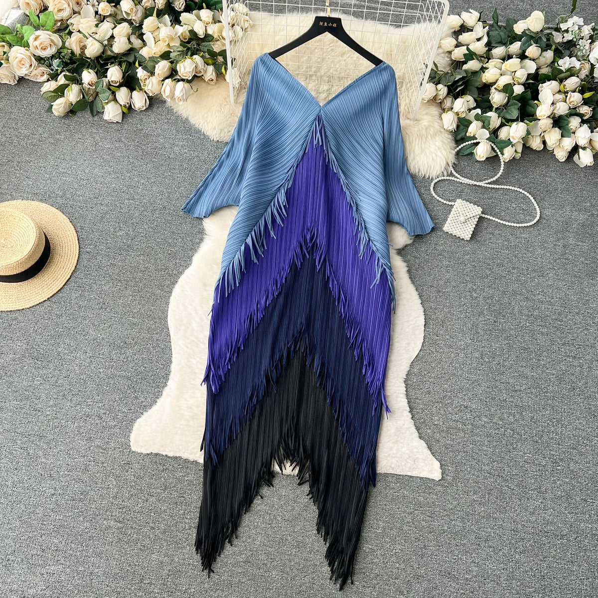 Tiered Tassel Patchwork Maxi Dress