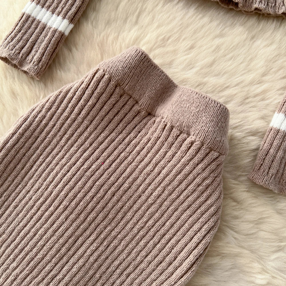 Collared Knit Dress Two-Piece Set