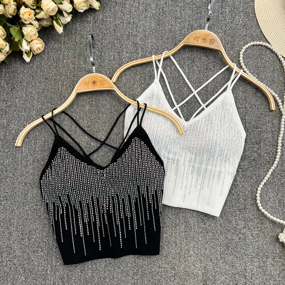 Glitter Sequin Corset Crop Top