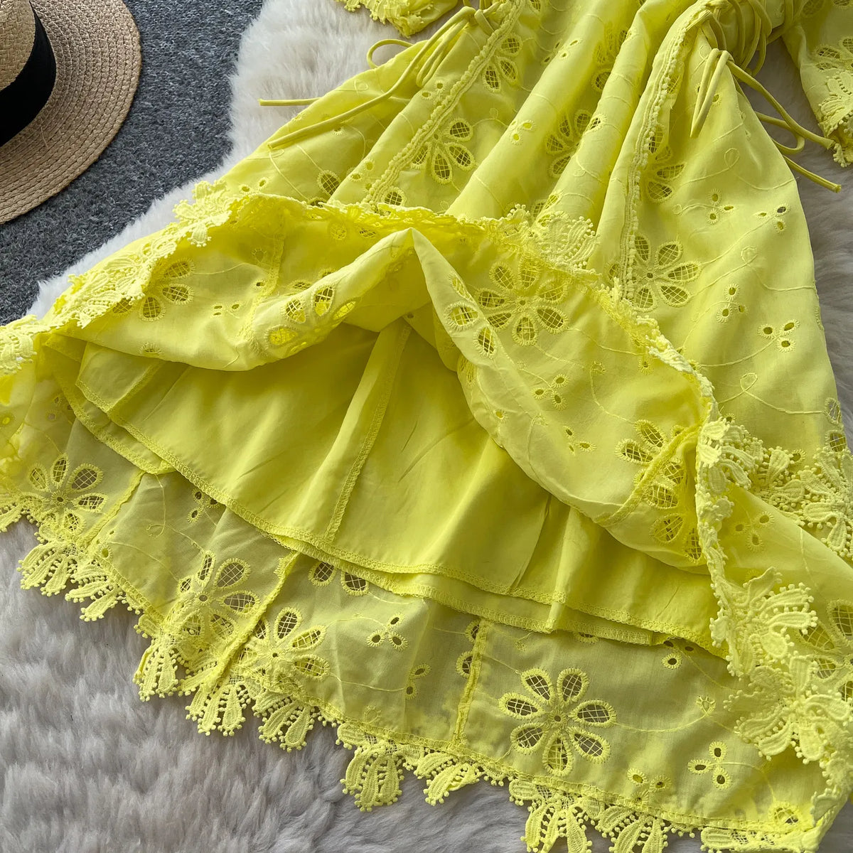 3D Floral Cutout A-Line Dress