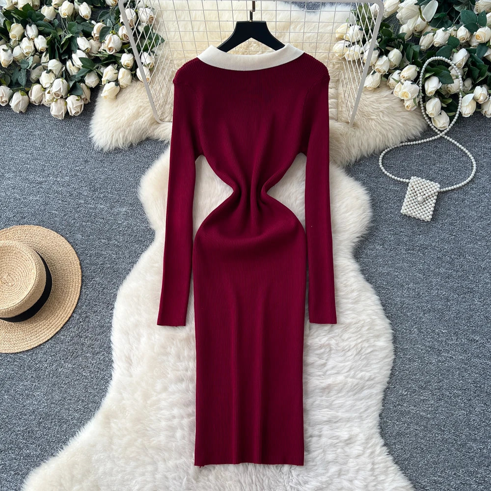 Ruched Zip Long Sleeve Dress