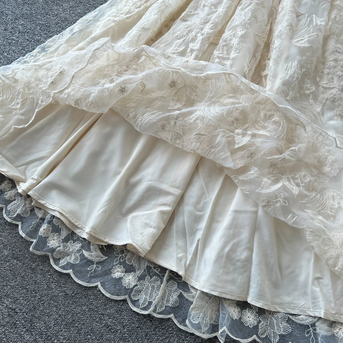 Lace Embroidered V-Neck Maxi Gown