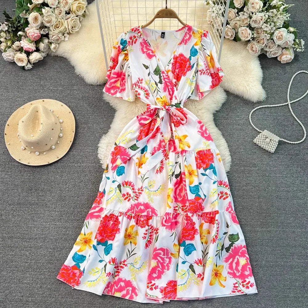 Vintage Sash Tie Maxi Dress