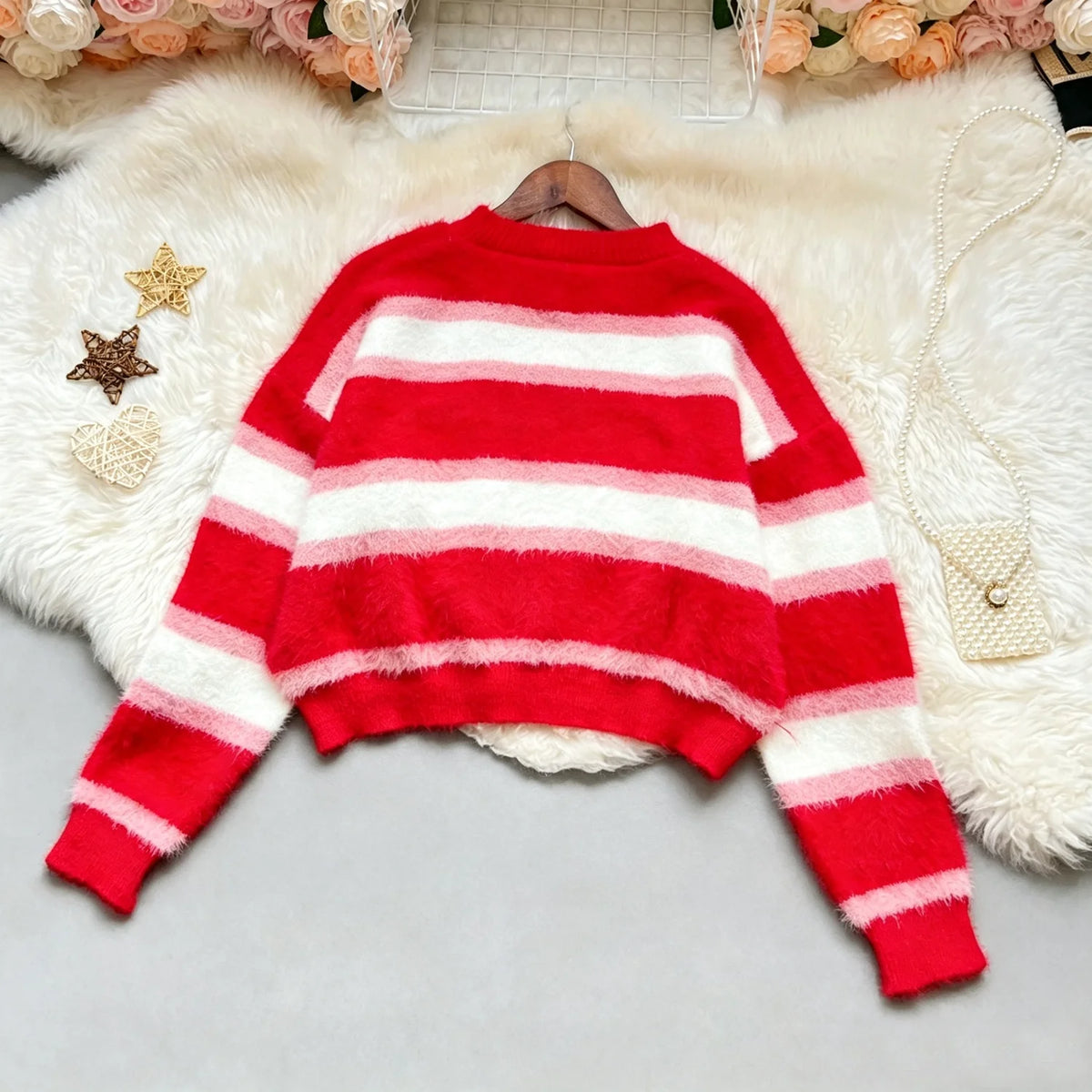 Striped Button-Up Knit Cardigan