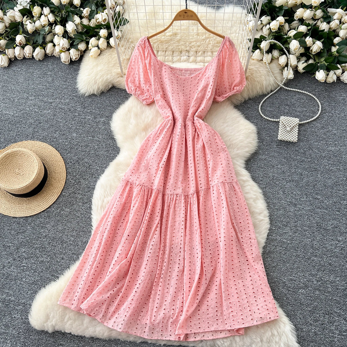 Embroidered Cutout Slim Maxi Dress