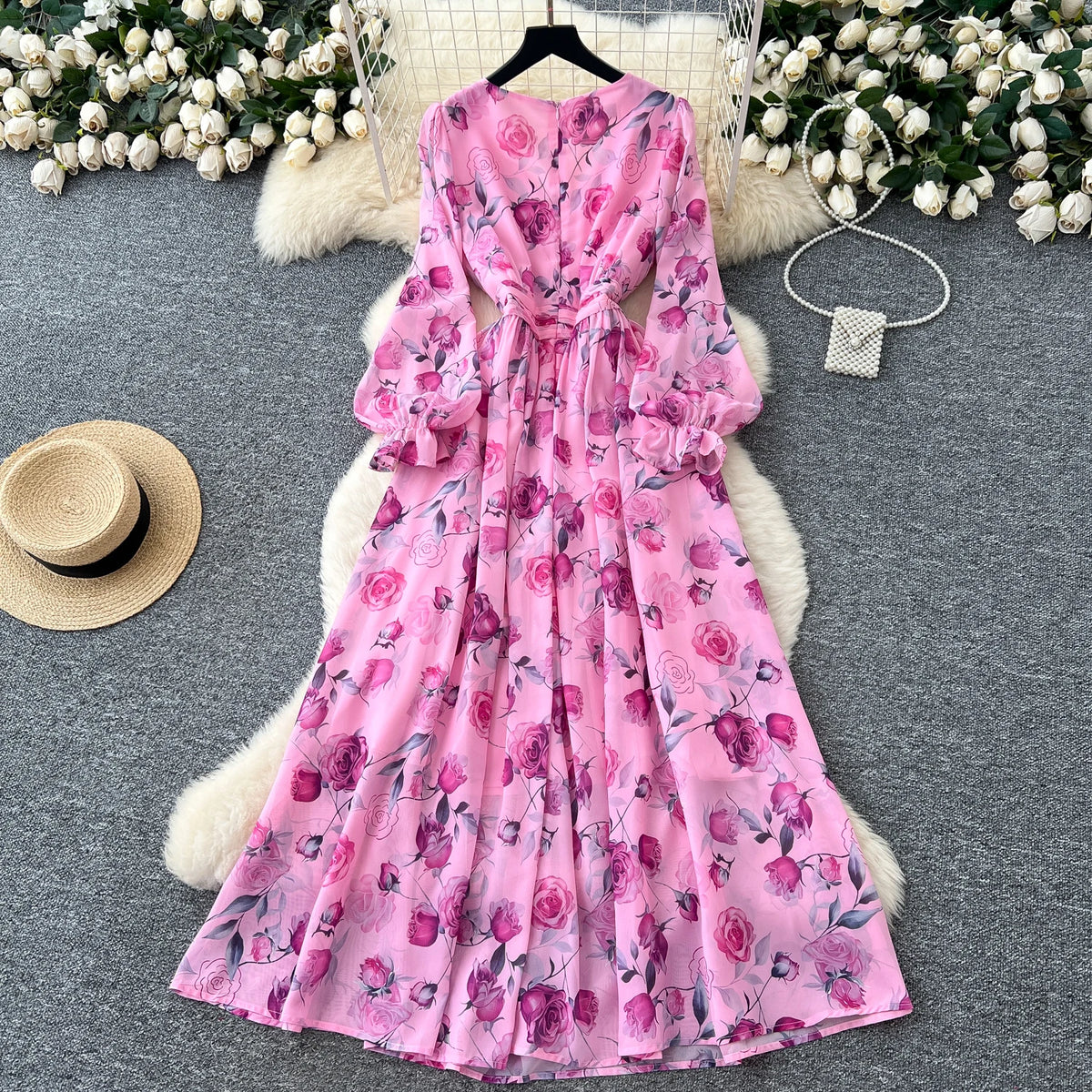 Chiffon Print Slim Party Dress
