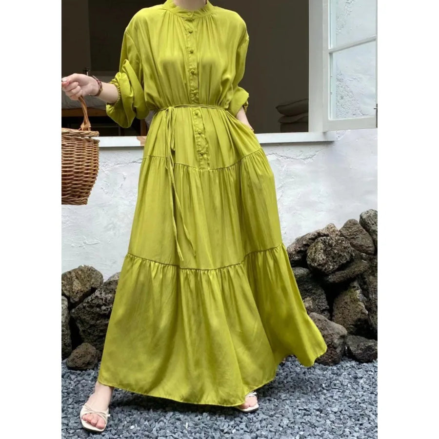 Loose Button Front A-Line Beach Dress