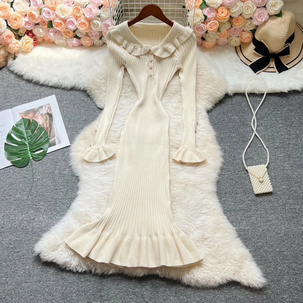 Long Sleeve Knit Mermaid Maxi Dress