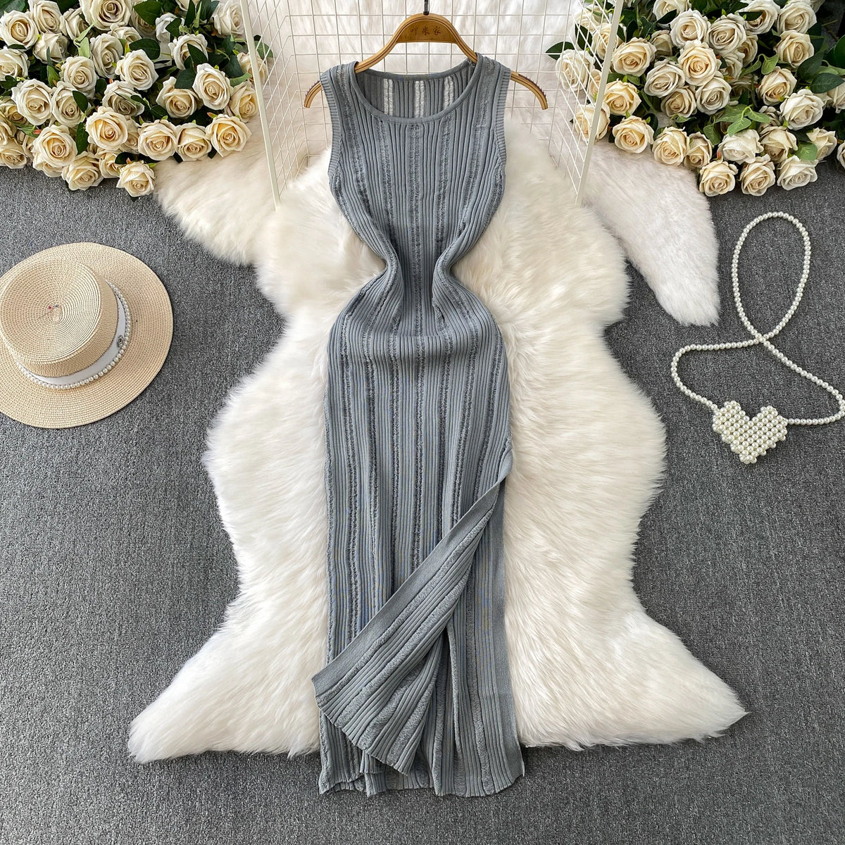 Off-Shoulder Knit Pencil Dress