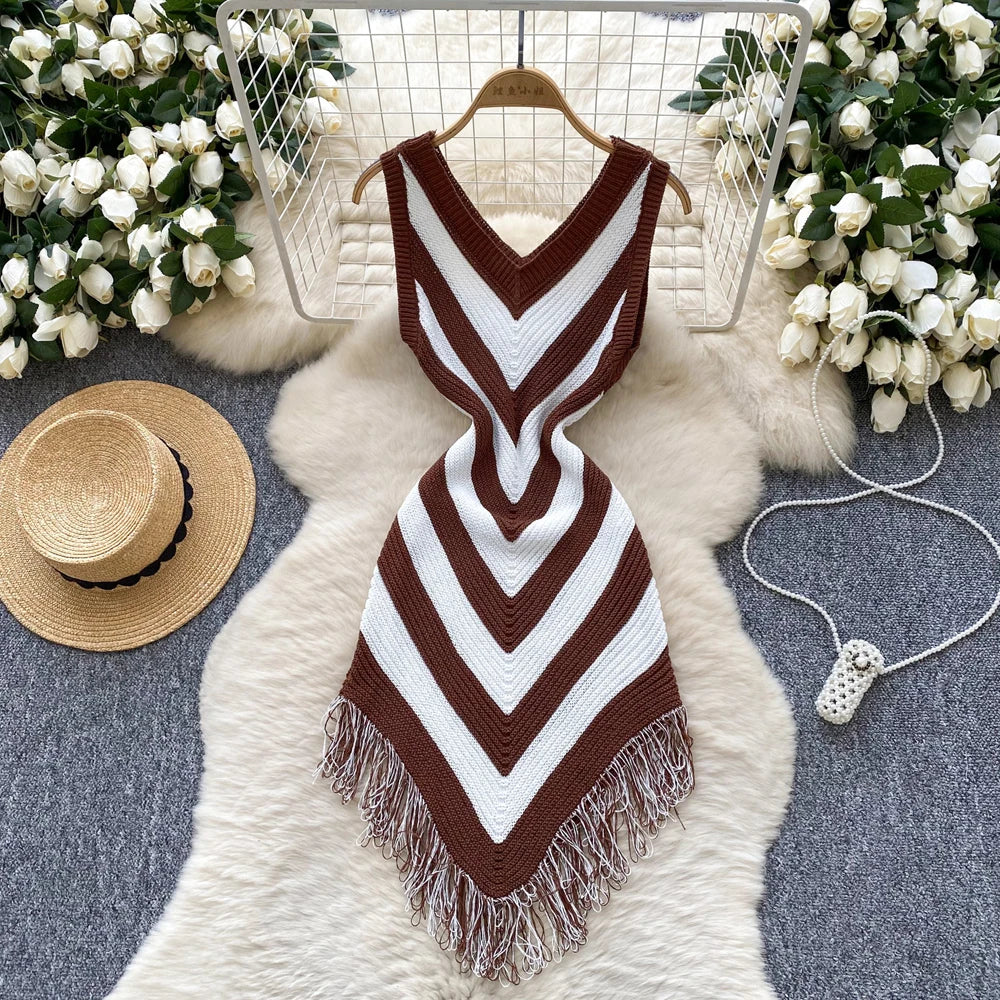 Asymmetric Knit Bodycon Mini Dress