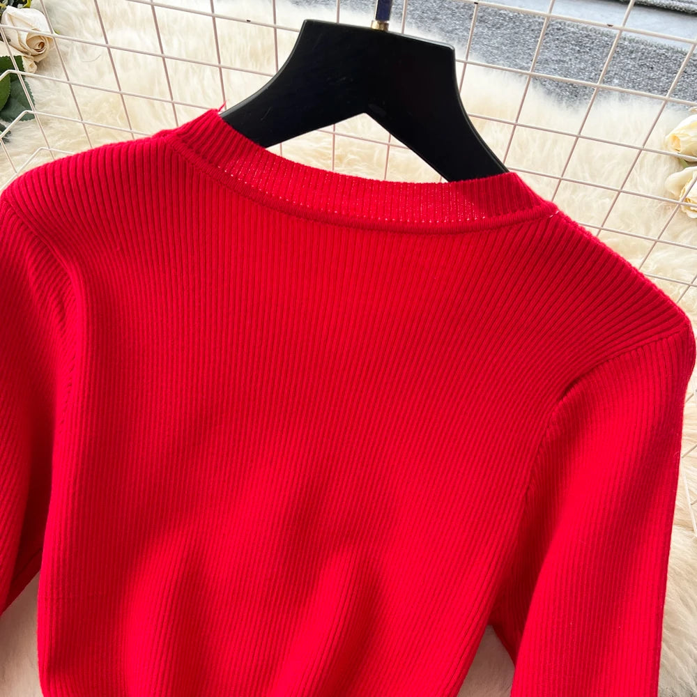 Button Front Long Sleeve Party Dress