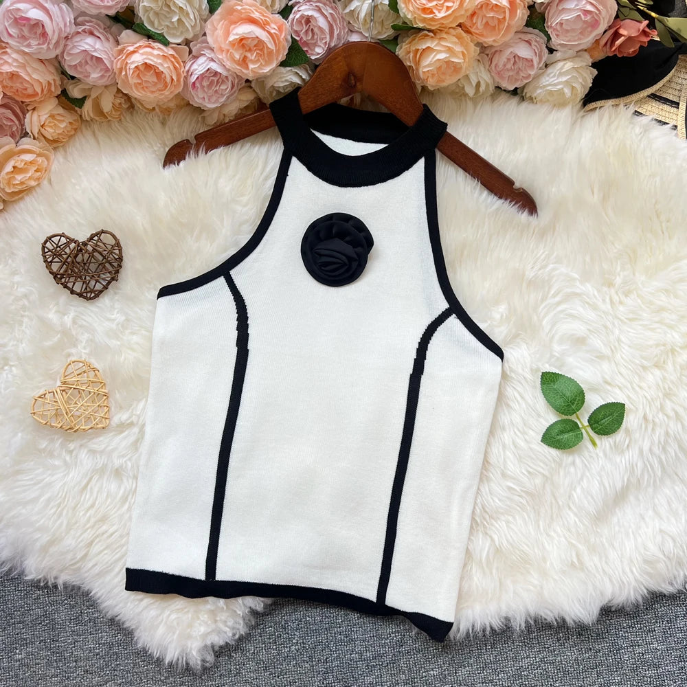 3D Flower Knit Tank Top