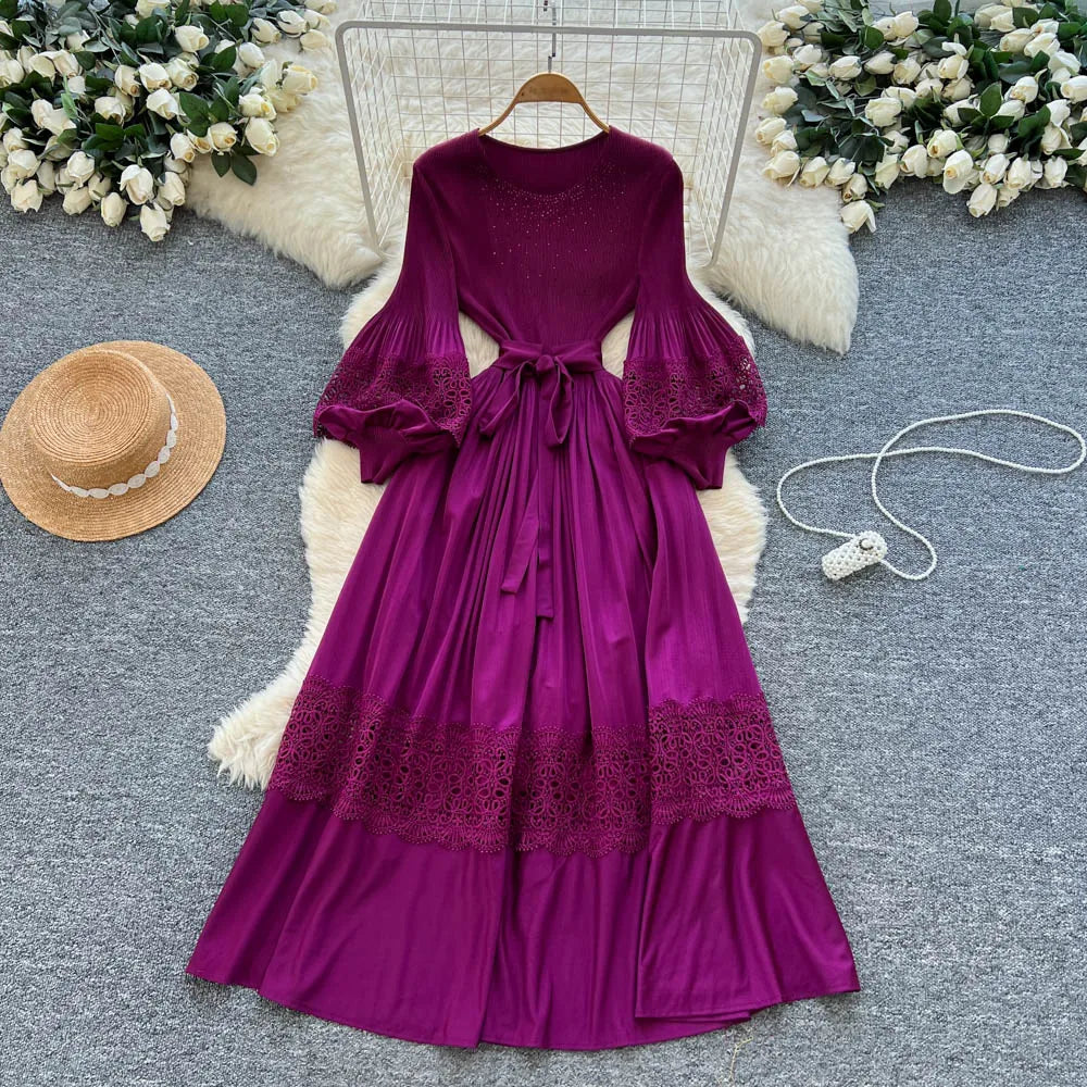Lantern Sleeve A-Line Vintage Dress