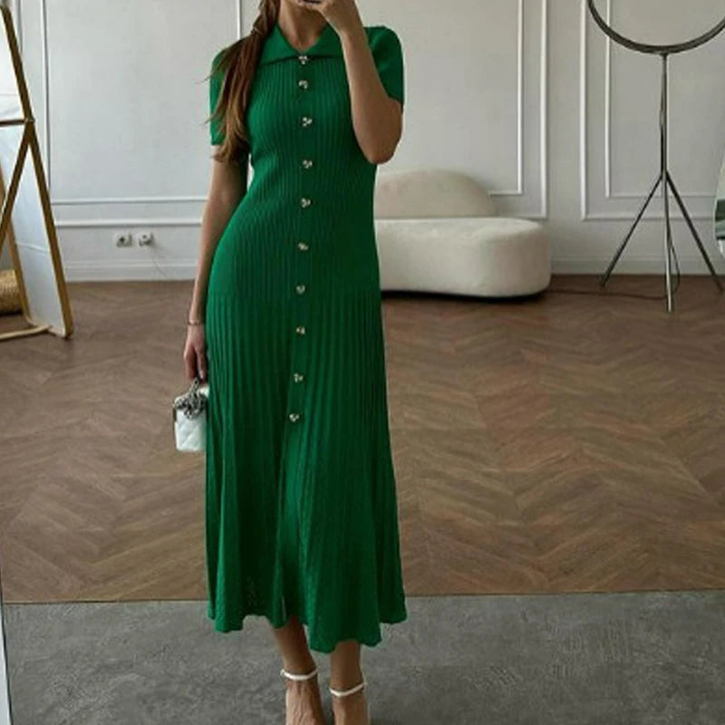 Ruffle Knit Bodycon Maxi Dress