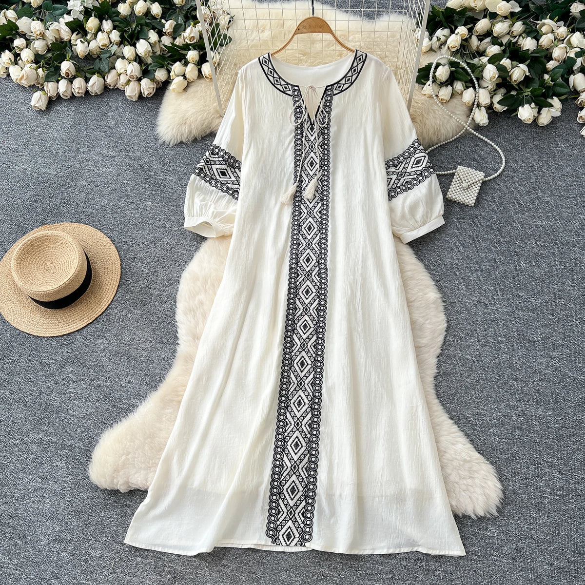 Ruched Boho Maxi Dress