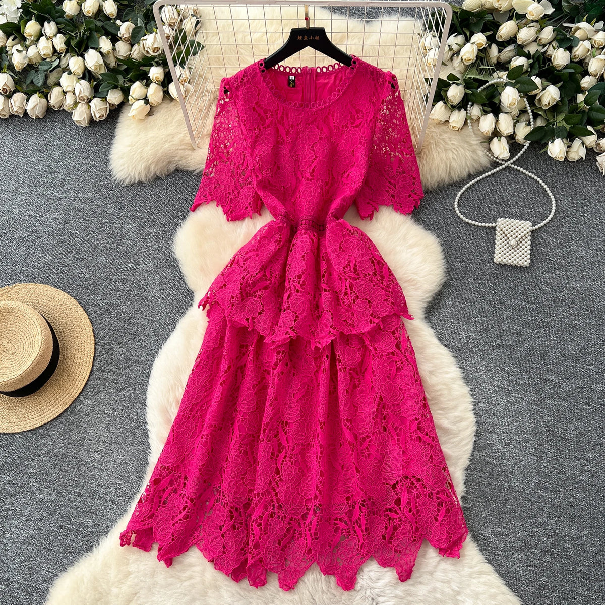 Tiered Short Sleeve Boho Long Dress