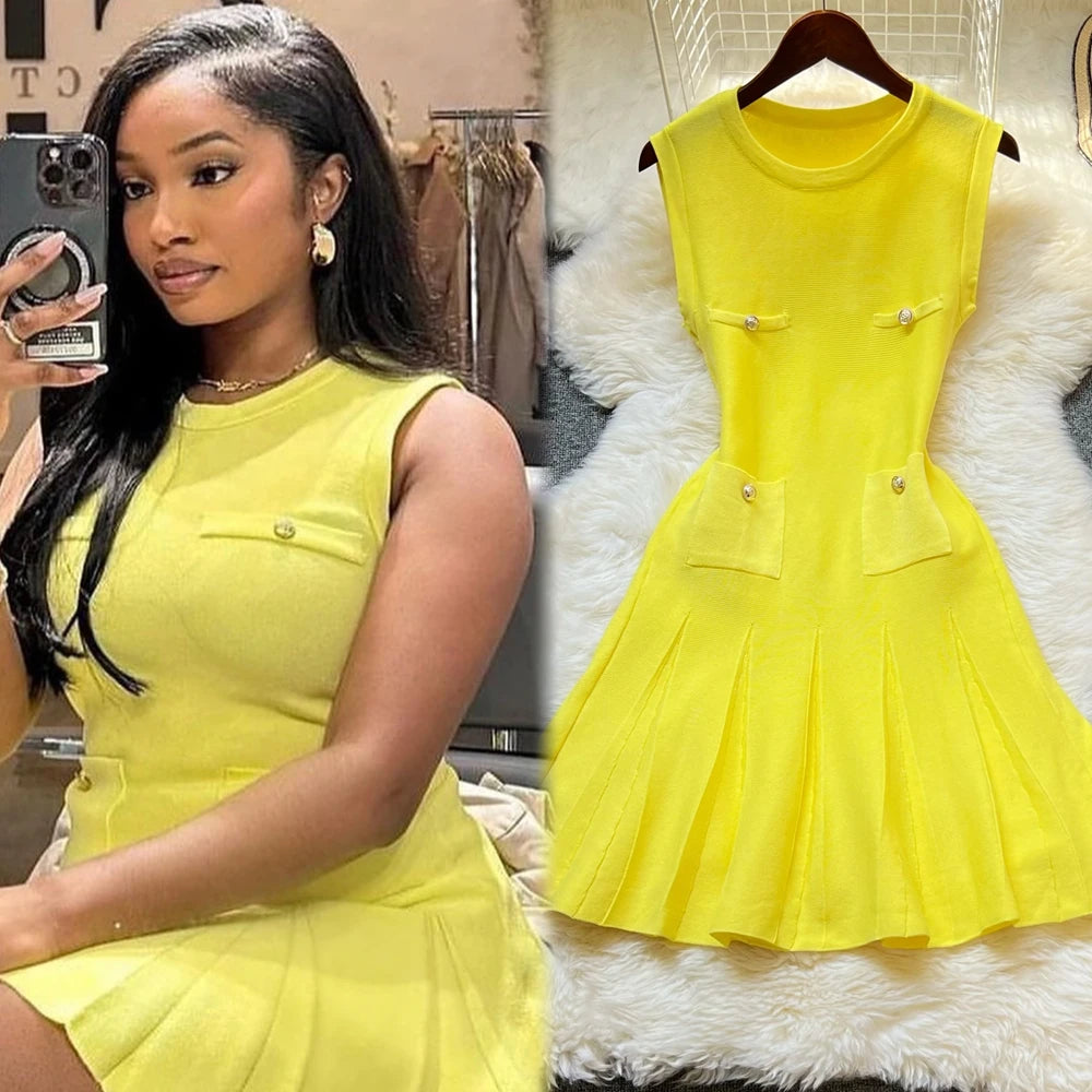 Pleated A-Line Mini Dress