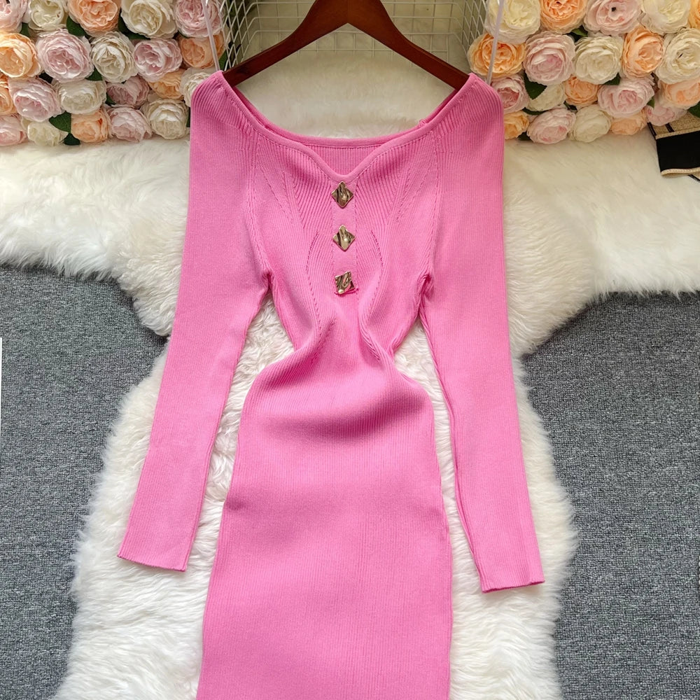 Knit Wrap Bodycon Maxi Sweater Dress