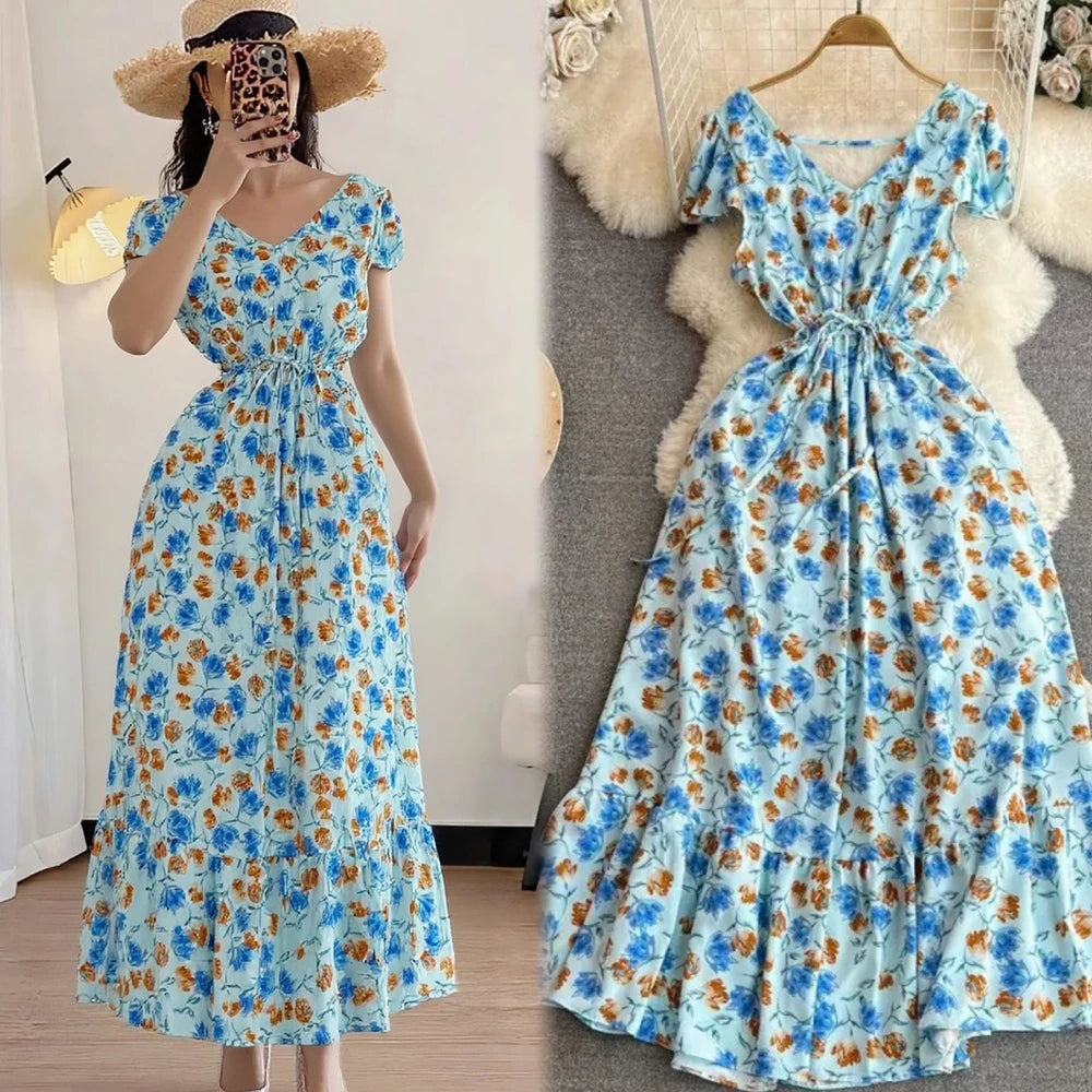Floral A-Line Boho Maxi Dress