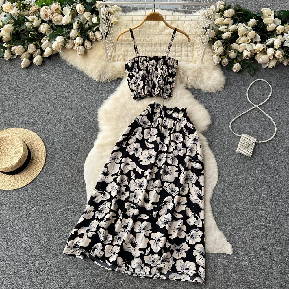 Floral Crop Top And Maxi Skirt Set