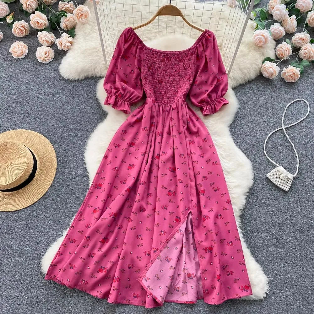 Floral Puff Sleeve Maxi Summer Dress