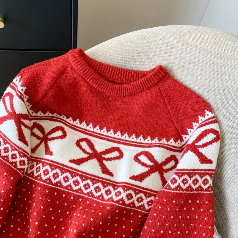 Red Bow Knit Sweater