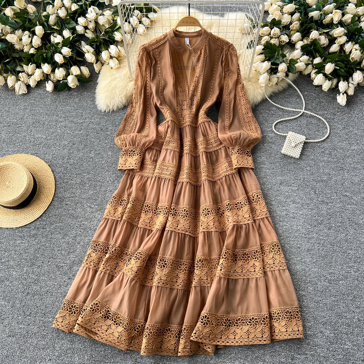 French Lace Patchwork A-Line Dress