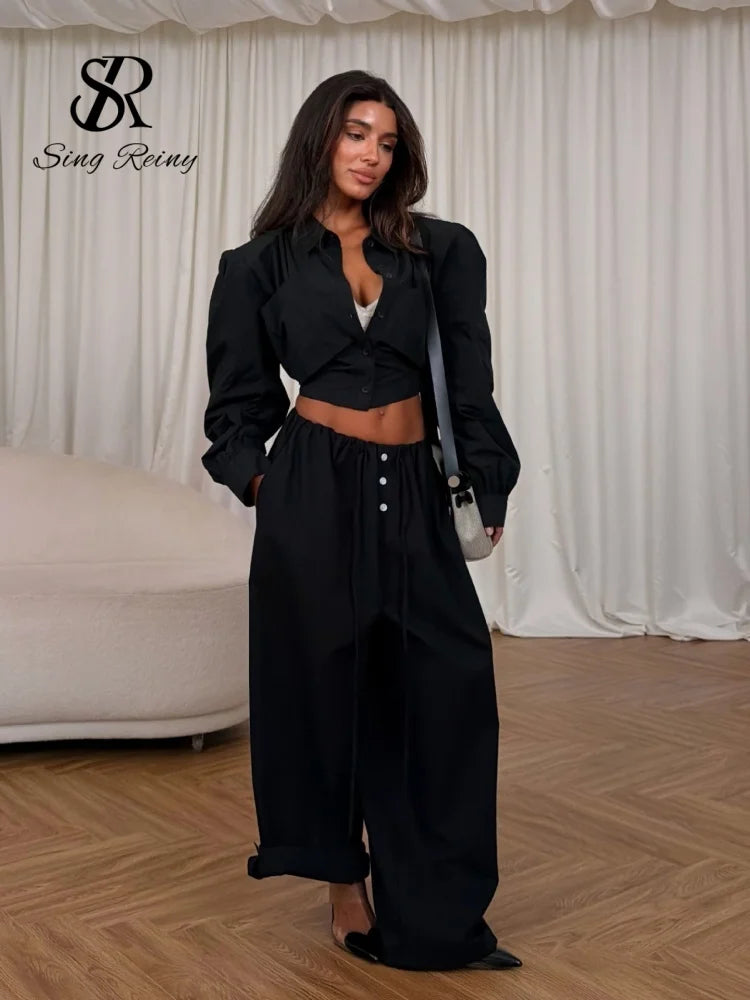 Layered Look Cropped Cotton Shirt