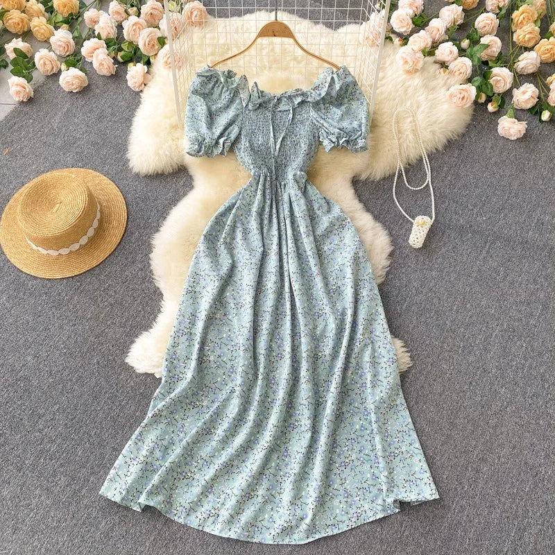 Floral Puff Sleeve Maxi Summer Dress