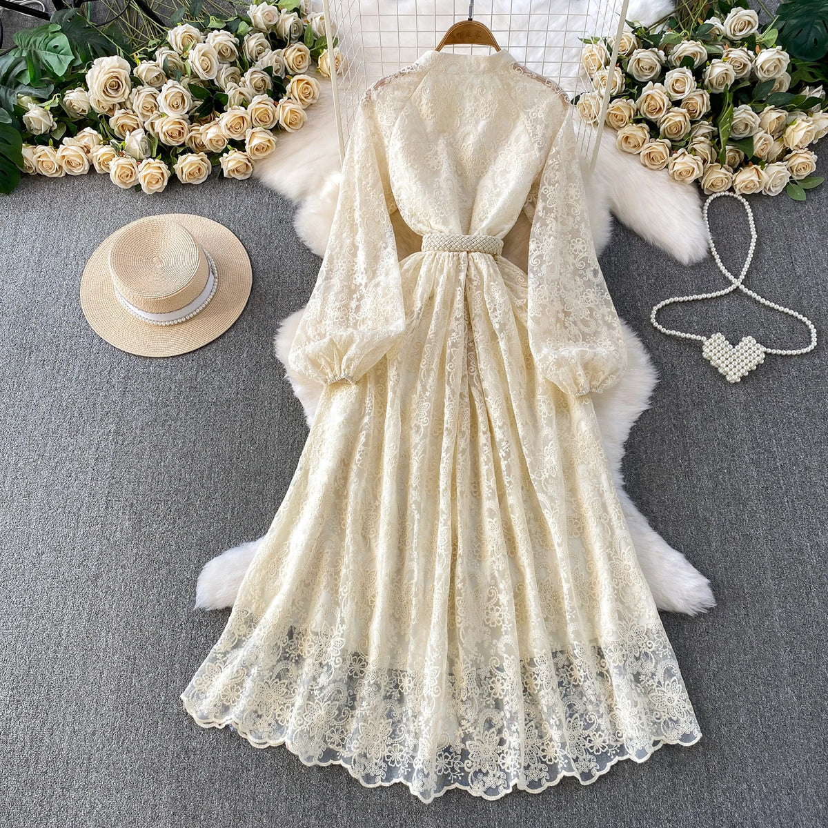 Sequin Button-Front Long Sleeve Maxi Dress