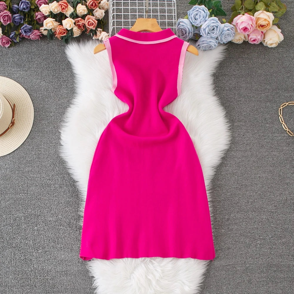 Sleeveless Collared A-Line Mini Shirt Dress