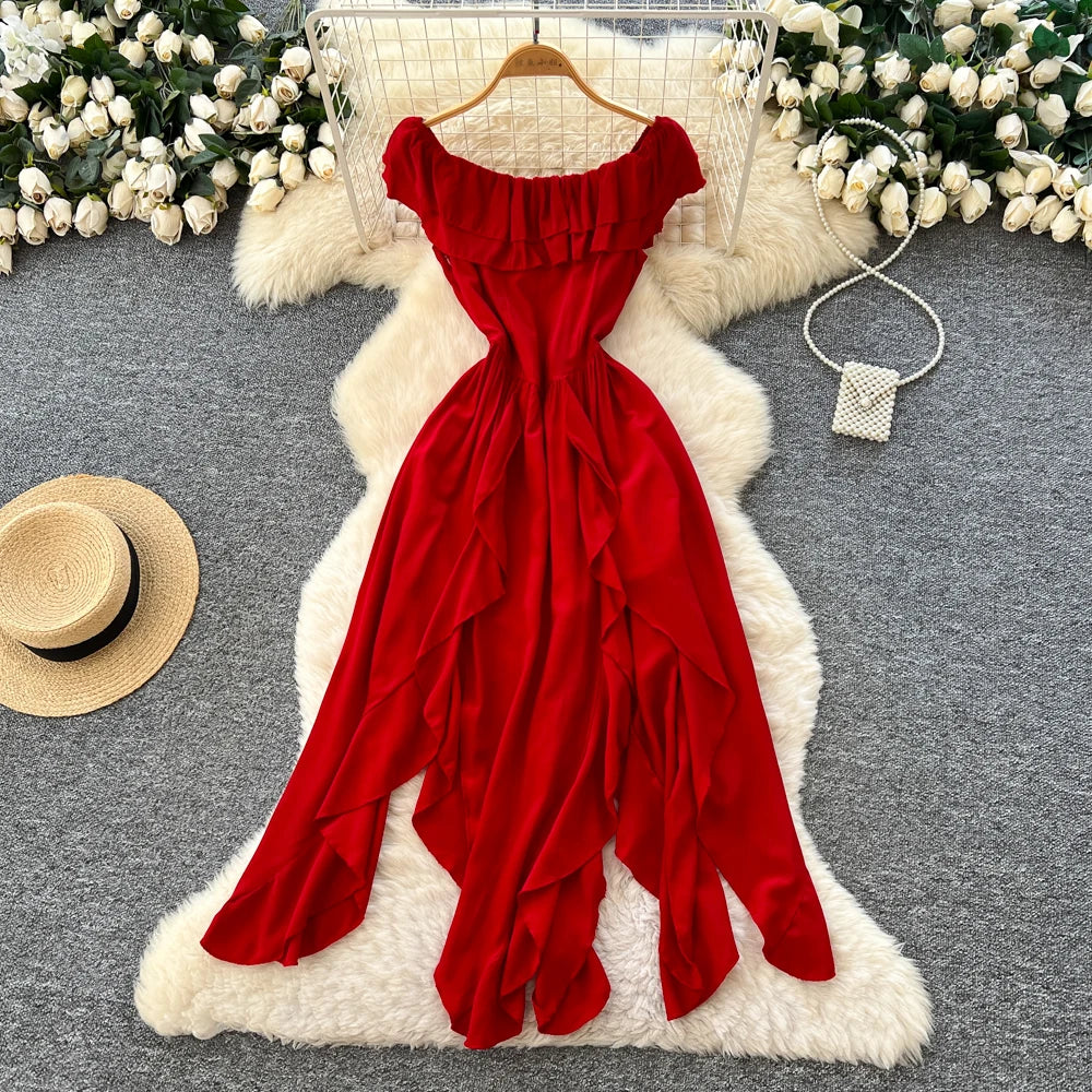 Chiffon Boat Neck A-Line Dress