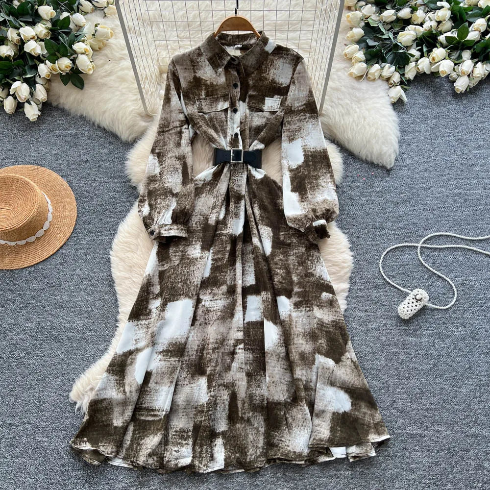 Print Sash Vintage Party Dress