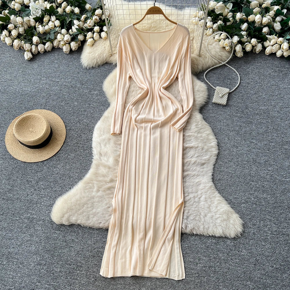 Split Knit Pencil Dress