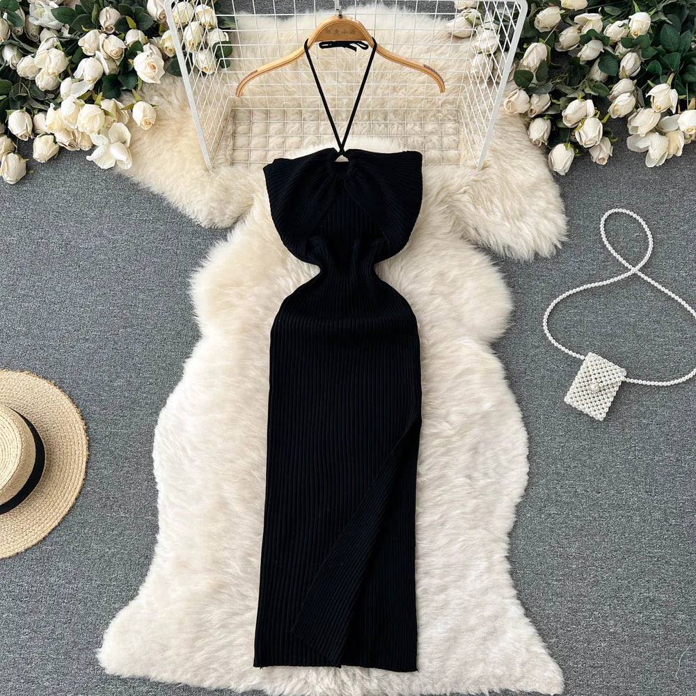 Split Knit Bodycon Summer Dress