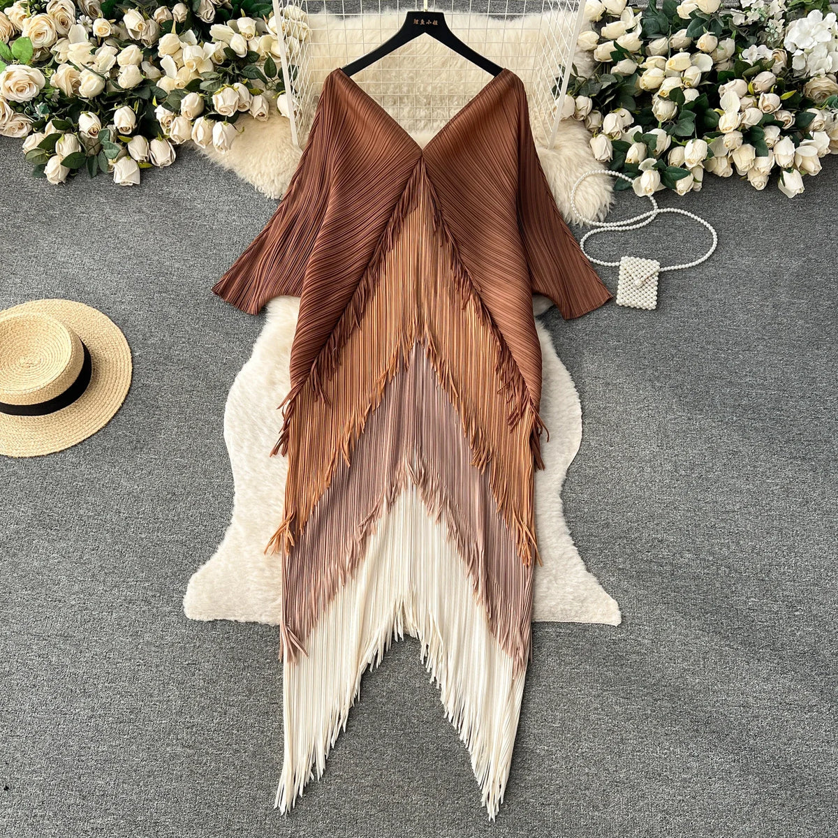Tiered Tassel Patchwork Maxi Dress
