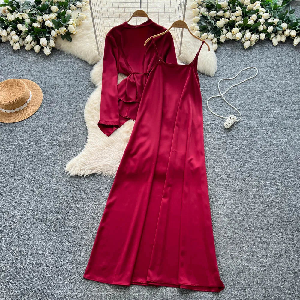 Satin Loose Two Piece Set