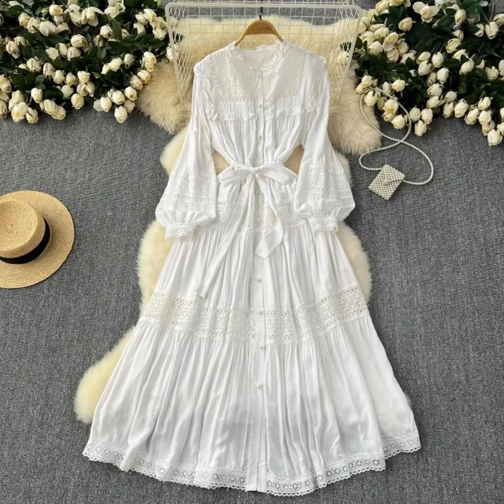 Lace Patchwork Bandage A-Line Dress