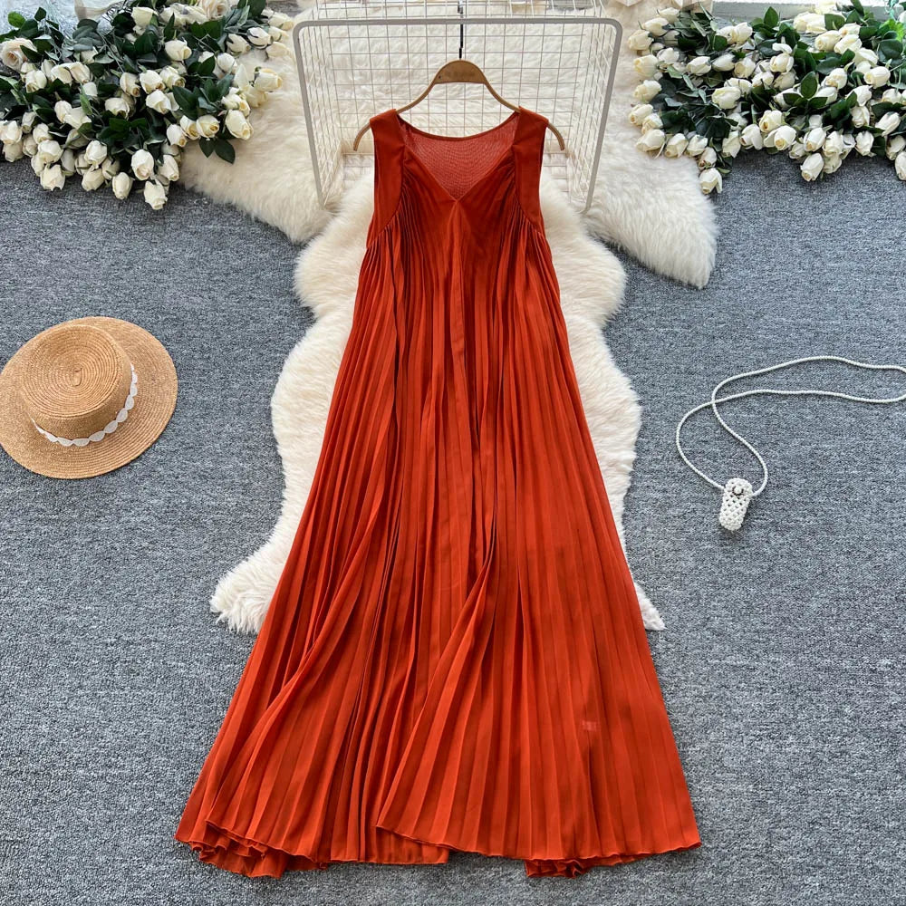 Ruched Sleeveless A-Line Maxi Sundress